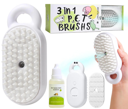 Cat Steam Brush Pet Steam Brush Spray Comb for Cats Massage SheddingWater Brush for Dogs/Cats Steaming Cat Grooming Brush for Removing Tangled and Loose Hair Steam Brush for Cats (White)